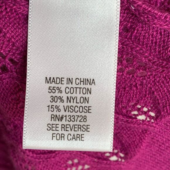 Croft & Barrow Womens Open Knit Cardigan Size M Vacation Beachy Tropical Layers - Picture 7 of 14